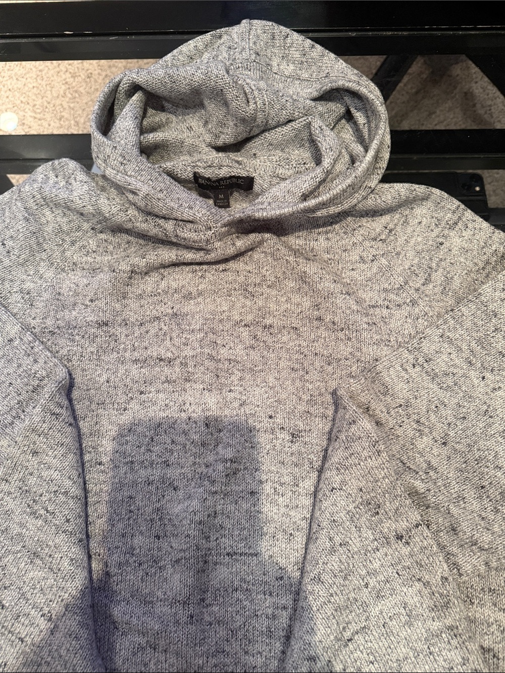 Banana Republic Gray Marled Knit Hooded Pullover sweater Mens Medium